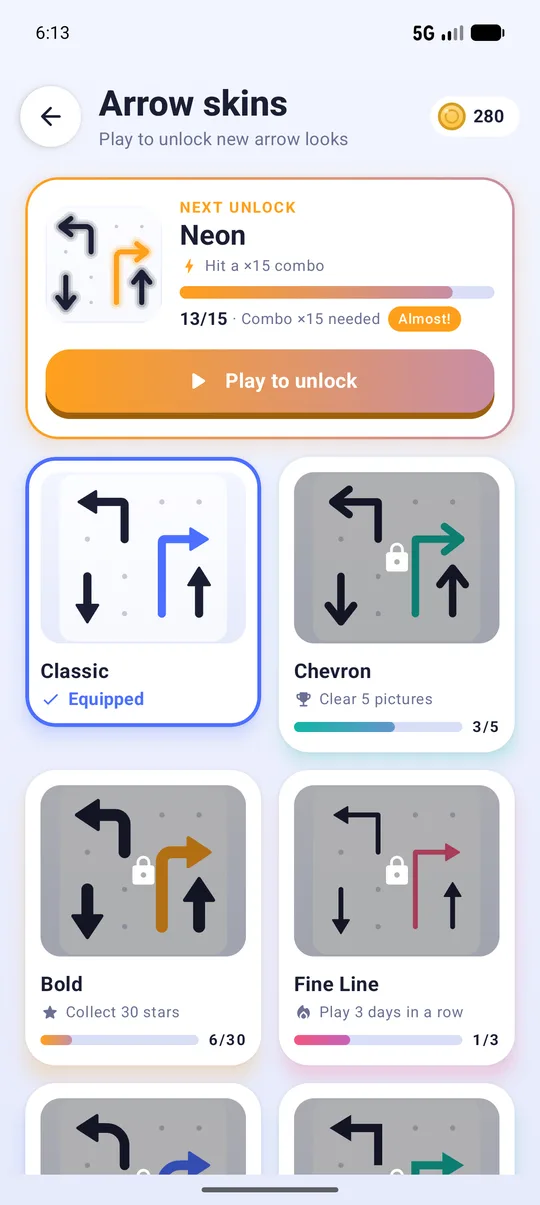 Arrow skins with unlock goals